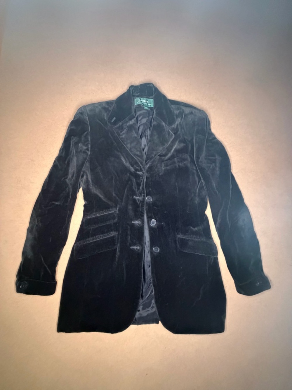 Lauren Ralph Lauren Black Velvet Tailored Blazer size 4 - Picture 2 of 9